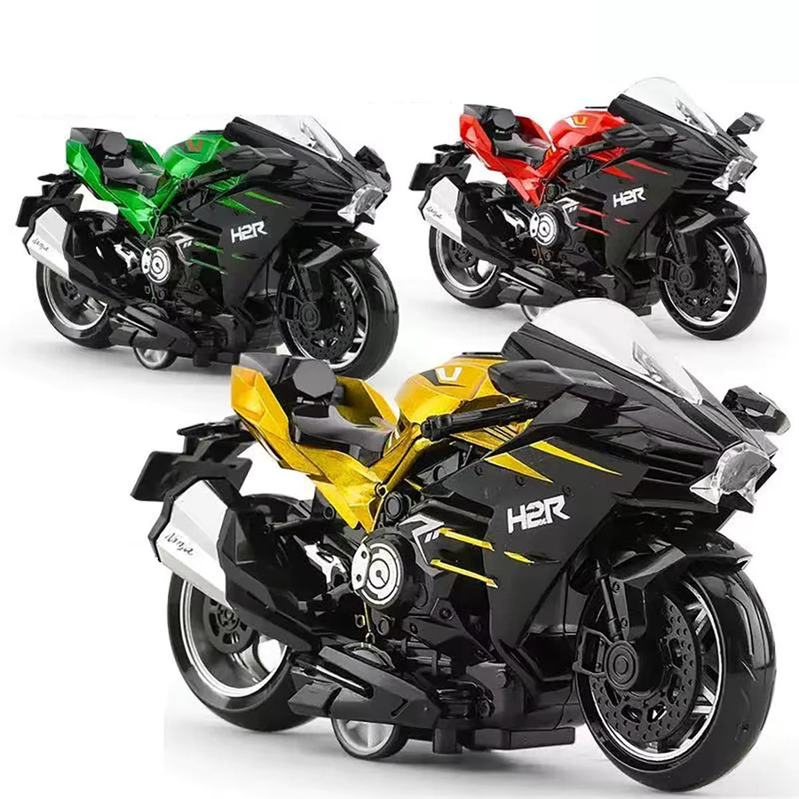 Druckguss-Simulation Legierung Spielzeug-Motorrad, 1:32 Maßstab, Grün, mit Rückziehfunktion - Bild 4