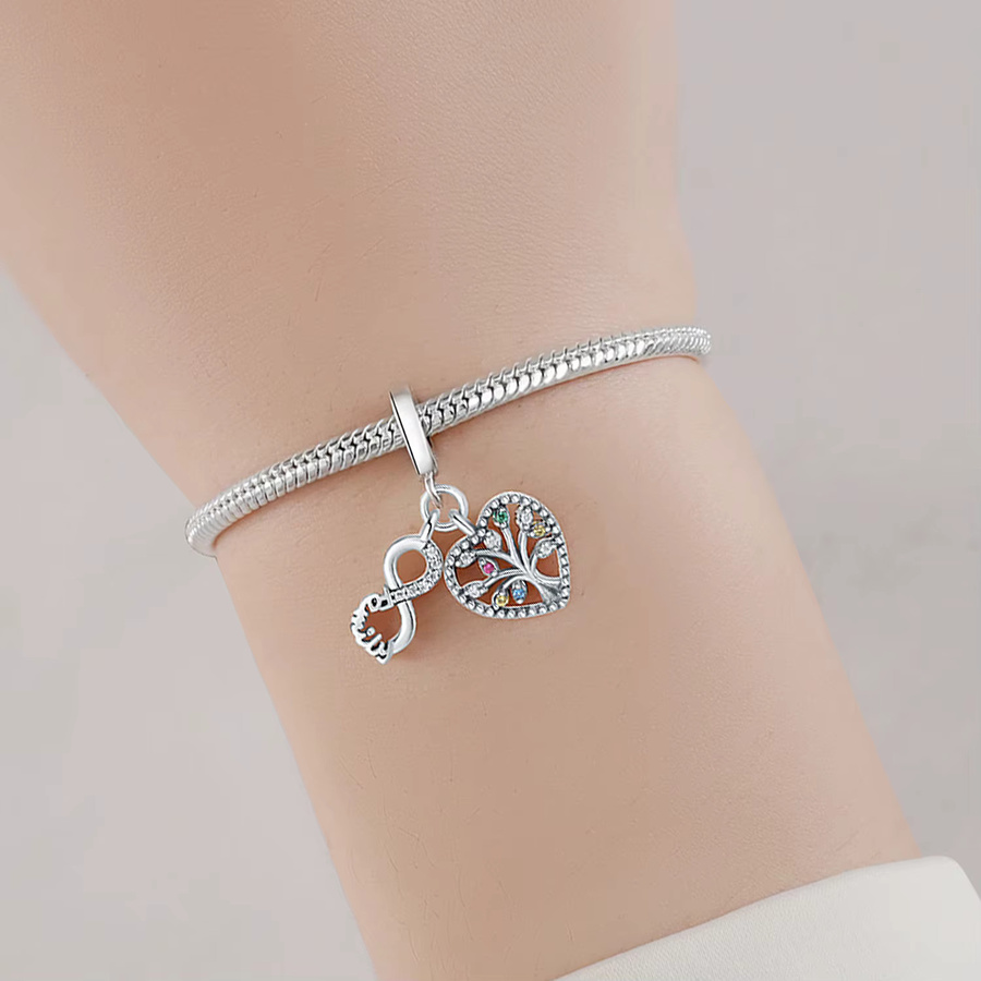 MISEFF Charm-Anhänger 925 Silber, Herz, Baum des Lebens, Zirkonia, Unisex - Bild 2