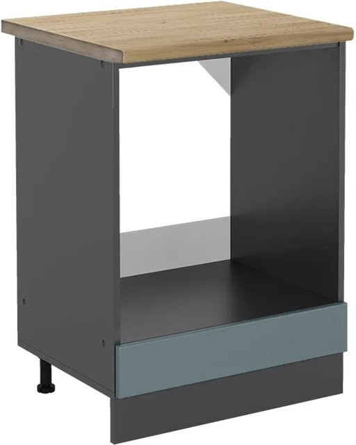 Vicco R-Line Herdbauschrank in Blau-Grau/Anthrazit mit Eiche-Optik, Breite: 60 cm, Höhe: 81,6 cm, Tiefe: 60 cm - Bild 1