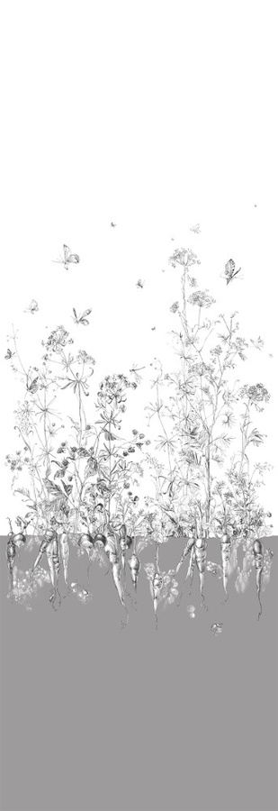Edmond Petit Tapete Floral Gris Fenouil Sauvage Droit in Grau und Gold - Bild 1