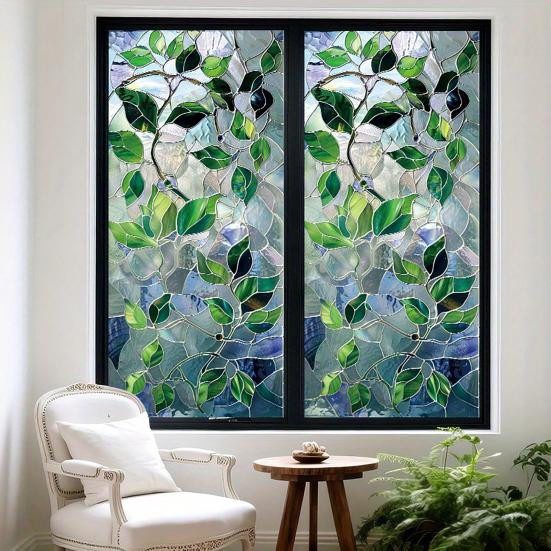 Aunel Fensterfolie mit Rautenmuster in Buntglas-Optik, statisch haftende Sichtschutzfolie aus PVC für Heim und Büro - Bild 4