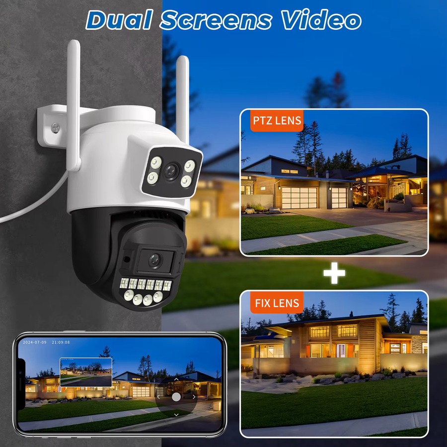 BESDER 5K 10MP Wifi PTZ Outdoor Sicherheitssicherheit IP Kamera mit Dual Screen, AI Menschliche Erkennung und Audio, Farbe: Weiß - Bild 2