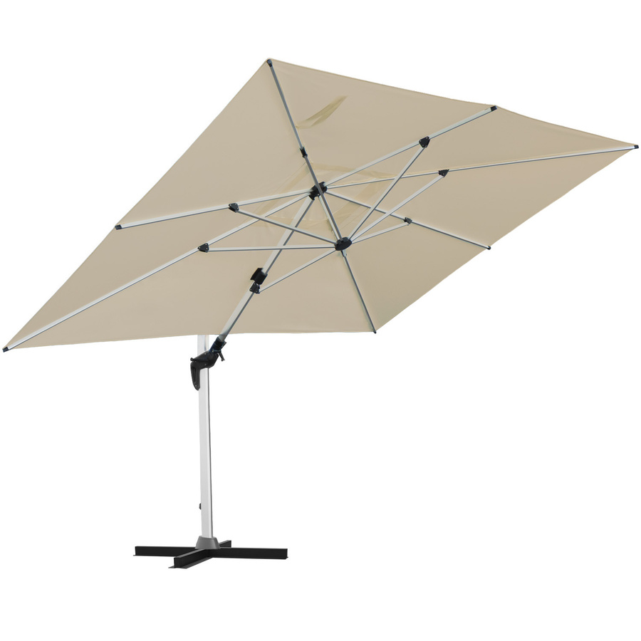 Ampelschirm anndora-sonnenschirm.de aus Aluminium in Beige mit Polyesterbespannung, B/T: 400 x 395 cm, UPF 50 - Bild 1