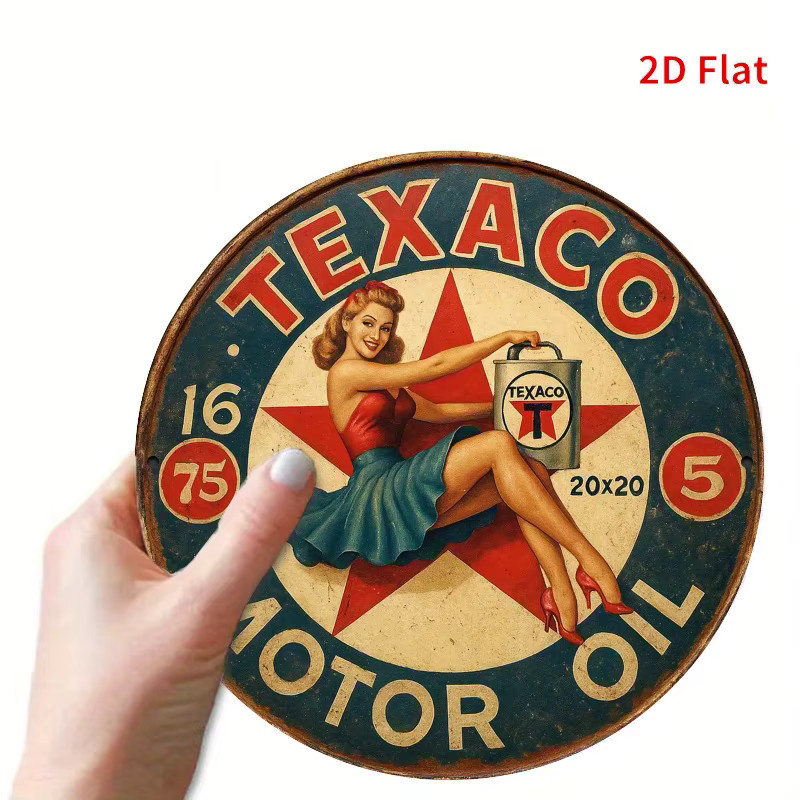 Vintage Texaco Metall-Wandkunst von CIFBUY mit rotem Stern in Mehrfarben für die Garage - Bild 3