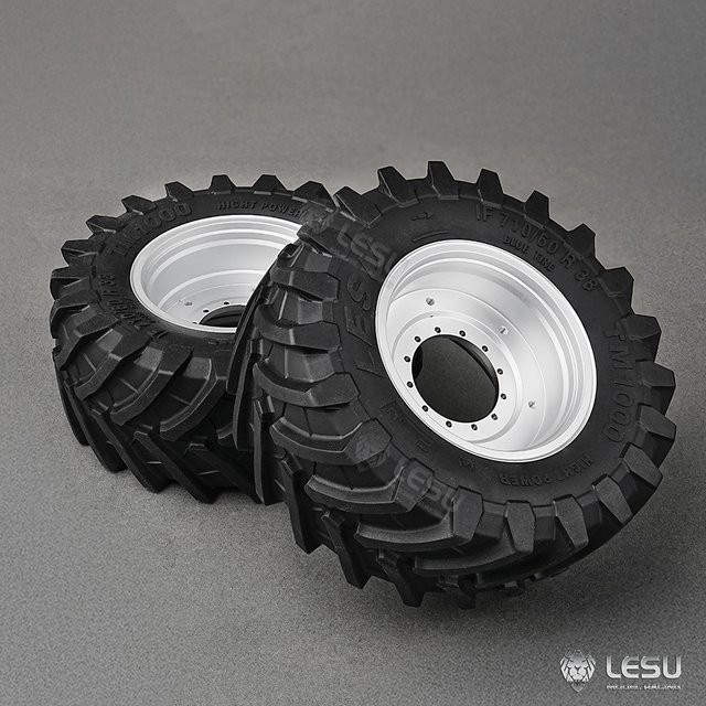 LESU Vorderrad Reifen, 2-teiliges Set, Gummi, Metallnabe, 1/14 Maßstab - Bild 1