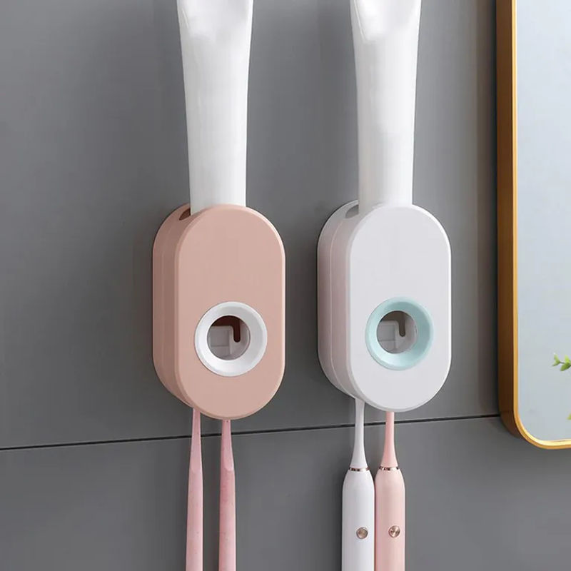 LChome Automatischer Zahnpastaspender und staubdichter Zahnbürstenhalter mit Wandhalterung in Rosa - Bild 2