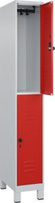 C+P Doppelstock-Spind Classic PLUS mit Füßen, 1 Abteil, Stahl, Grau/Rot, H x B x T: 195 x 30 x 50 cm - Bild 1