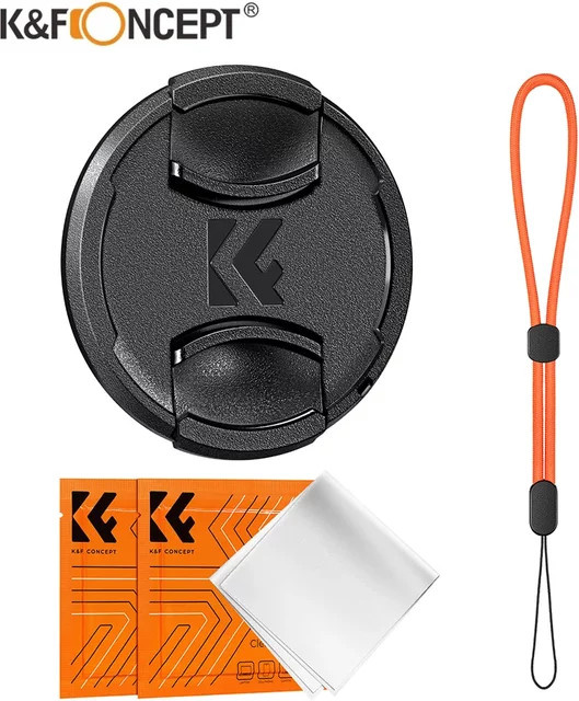 K&F Concept Universal-Objektivdeckel Set in Schwarz mit 15 Größen von 37 mm bis 95 mm und Anti-Verlust-Seil - Bild 1
