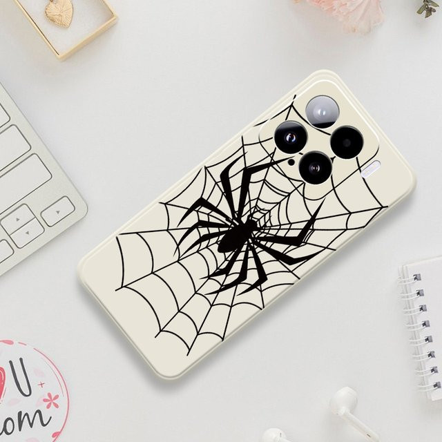 Xiaomi Handyhülle mit Spinnennetz-Muster für Mi 15 Ultra Mi 14T 13T 12T 11T Pro in Weiß - Bild 1