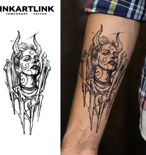 Moon Devil Temporärer Tattoo-Aufkleber, wasserfest, semi-permanent - Bild 1