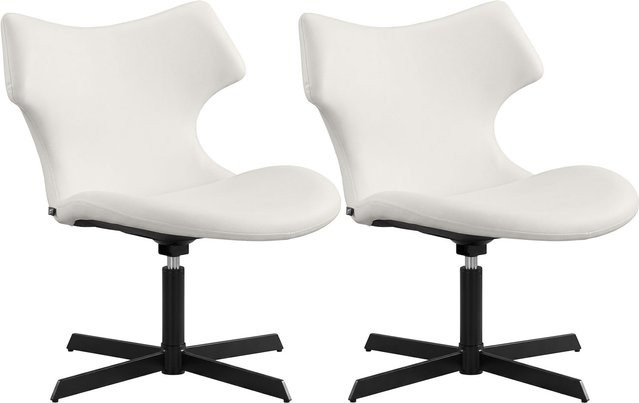 CLP 2er Set Loungestühle Welland, gepolsterte Relaxsessel in weißer Lederoptik, 360 Grad drehbar mit Lehnen - Bild 1