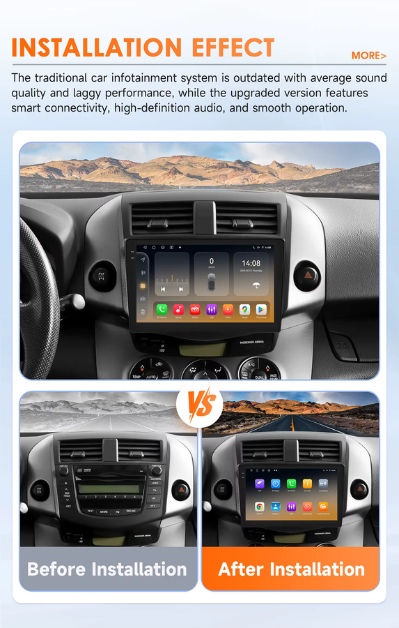Hizpo Autoradio für Toyota RAV4 2006–2012 mit Android Auto, Apple CarPlay, GPS, WiFi, 4G, Bluetooth und 360 Grad Kamera in Schwarz - Bild 3