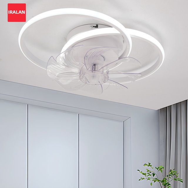 IRALAN Nordischer Deckenventilator mit Beleuchtung in Weiß, 6 Geschwindigkeiten, dimmbar per Fernbedienung oder App, skandinavisches Design für dein Wohnzimmer - Bild 1