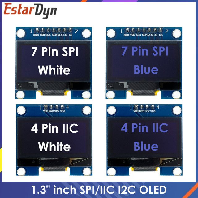 Estardyn 1,3 Zoll OLED-Anzeigemodul Weiß/Blau mit 128x64 Auflösung und SPI/I2C Schnittstelle - Bild 1