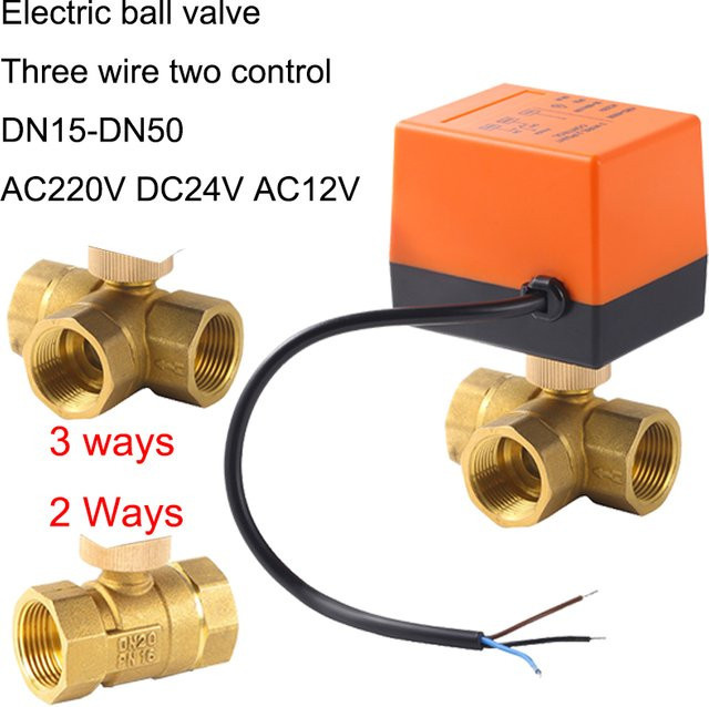 Elektrisches Kugelventil aus Messing mit Stellantrieb von xmshxltd, 2-Wege und 3-Wege Magnetventil, AC220V, Farbe: Messing gebürstet - Bild 1