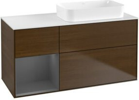 V&B Waschtischunterschrank Finion in Anthrazit mit Walnuss Furnier, B: 120 cm, T: 60 cm - Bild 1
