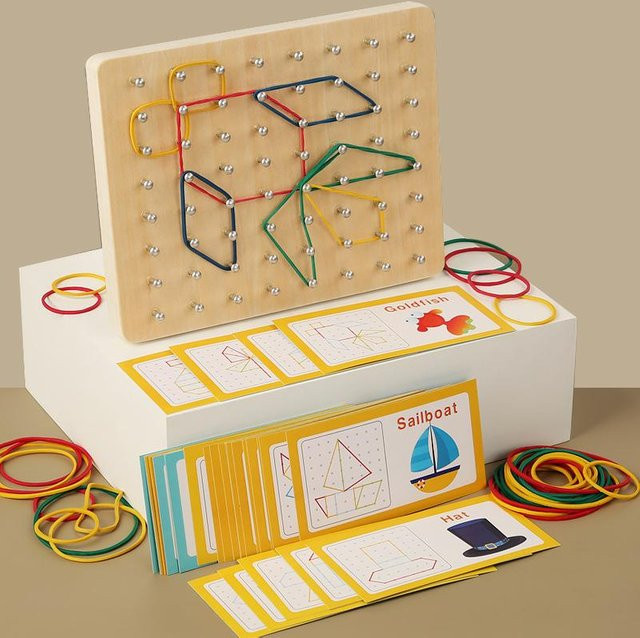 Linyi toy car Geoboard Holz, Montessori Bildung, Puzzle, ab 14 Jahren - Bild 1