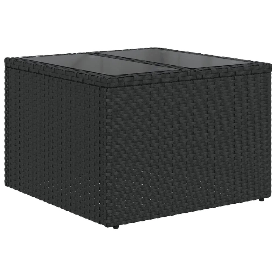 vidaXL Gartentisch aus PE-Rattan mit Hartglasplatte in Schwarz, B/T/H: 55 x 55 x 37 cm - Bild 2