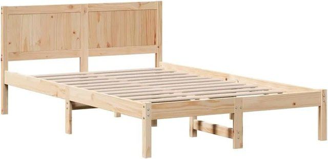 vidaXL Bettgestell aus Massivholz Kiefer in Braun, B/T/H: 120 x 200 x 125,5 cm - Bild 1