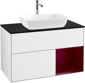 V&B Waschtischunterschrank Finion 100 mit Wandbeleuchtung, Farbe Weiß lackiert, B/T/H: 100 x 50,1 x 50,1 cm - Bild 1