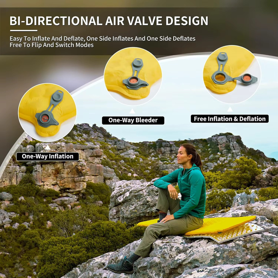 Naturehike Selbstaufblasende Camping-Luftmatratze mit R-Wert 3,6, Ultraleichte Outdoor-Schlafmatte für Erwachsene, Gelb - Bild 3