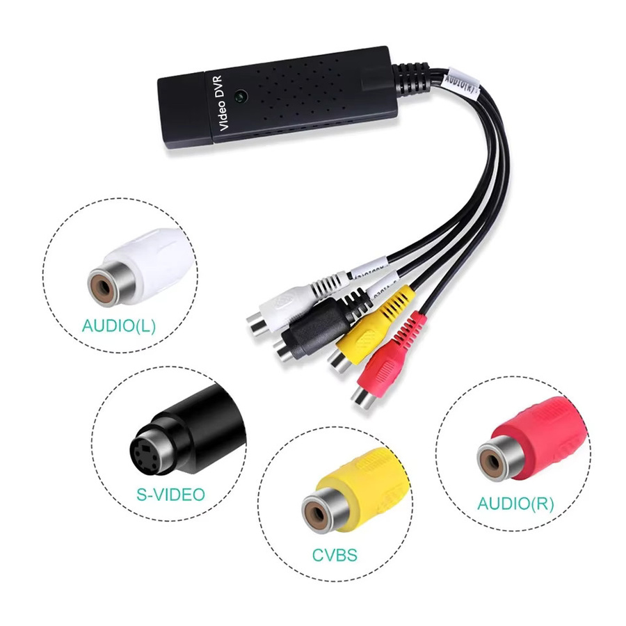 USB Videoaufnahmekarte Easy Cap Schwarz: RCA und S-Video zu USB 2.0 Konverter für VHS, VCR, Mini DV, Hi8 und DVD zur Digitalisierung von Audio und Video - Bild 2