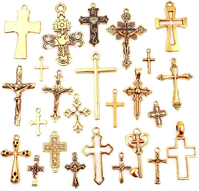 Binchi Outdoor Product Anhänger Charms, Kreuz, Messing, Gold, Damen - Bild 1