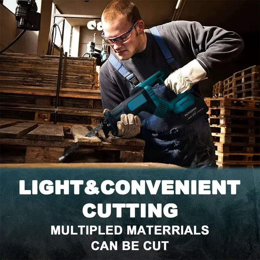 Podofo Akku-Säbelsäge kompatibel mit Makita LXT, kabellose elektrische Säge mit 2500 SPM und 4 Sägeblättern für Holz, PVC und Metall - Bild 3