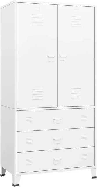 vidaXL Industrial Kleiderschrank aus Metall in Weiß, B/T/H: 90 x 50 x 180 cm - Bild 1