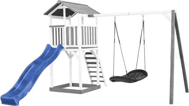 AXI Beach Tower Spielturm mit Roxy Nestschaukel und blauer Rutsche - Bild 1