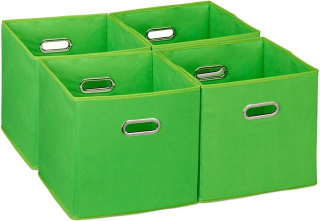 Relaxdays Aufbewahrungsbox 4er Set aus Polyester in Grün, faltbar, B/T/H: 30 x 30 x 30 cm - Bild 1