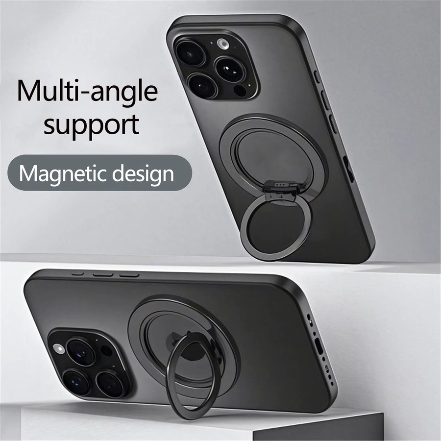 Ultradünner magnetischer Telefonständer aus Metall in Pink mit 360 Grad Drehung und Fingerringhalter für MagSafe als Desktop-Unterstützung - Bild 2
