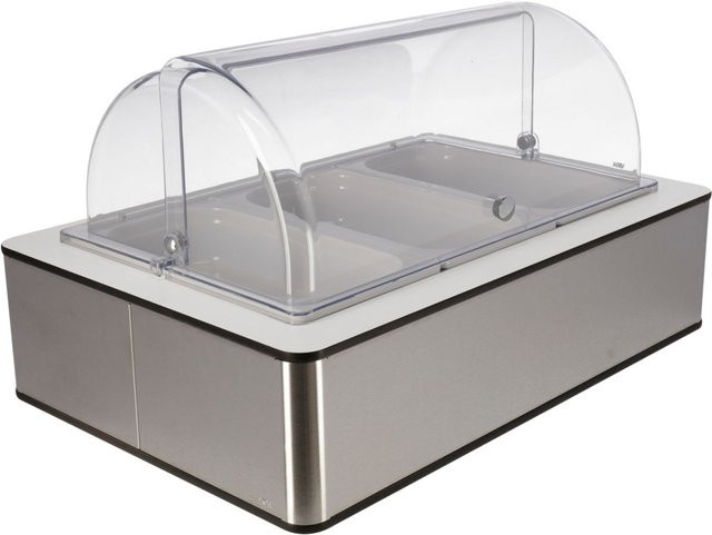 VEGA Buffetvitrine mit 3x GN 1/3 Fundalen hoch, Melamin weiß, Edelstahl, transparent, rechteckig, B/T/H: 42,5 x 63,0 x 33,9 cm - Bild 1