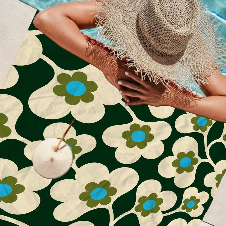 Orla Kiely Strandtuch aus Mikrofaser mit floralem Blattmuster, schnelltrocknend, B: 102 cm, H: 193 cm - Bild 3
