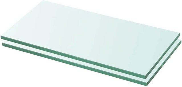 2 Stück vidaXL Regalböden aus transparentem Hartglas, B: 30 cm, T: 20 cm, H: 2 cm - Bild 1