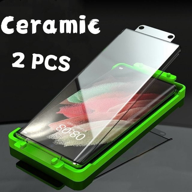 2 Stück Keramik-Displayschutzfolie für Samsung Galaxy S23 S24 S22 S21 S20 S10 Note 20 Ultra 10 Plus, Vollkleber, transparent, gebogen - Bild 1