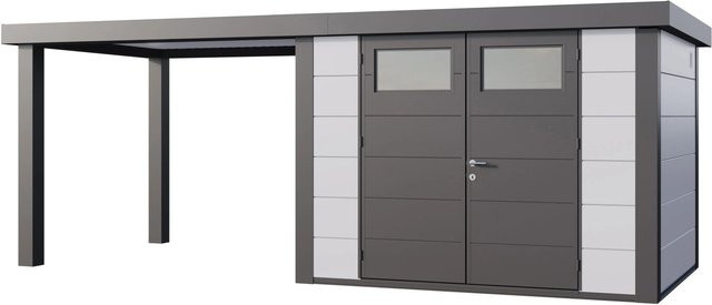 Telluria Gerätehaus Classico in Weiß mit offener Lounge L Links, B/T/H: 602 x 258 x 219 cm - Bild 1