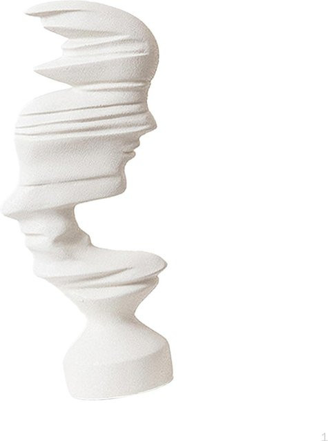 Moonice Dekorative Gesicht-Figur in Weiß, minimalistisches abstraktes Kunstwerk für Schreibtisch und Innenbereich - Bild 1