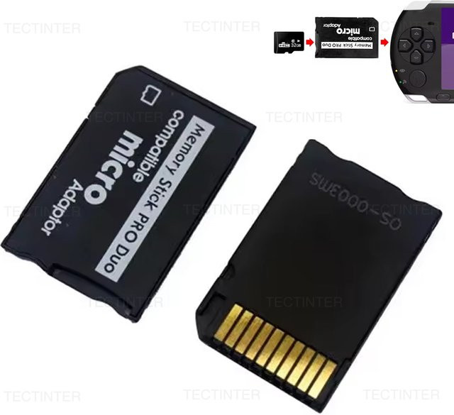 Sony Memory Stick Pro Duo Adapter für PSP 1000/2000/3000, SD auf MS Konverter, Schwarz - Bild 1