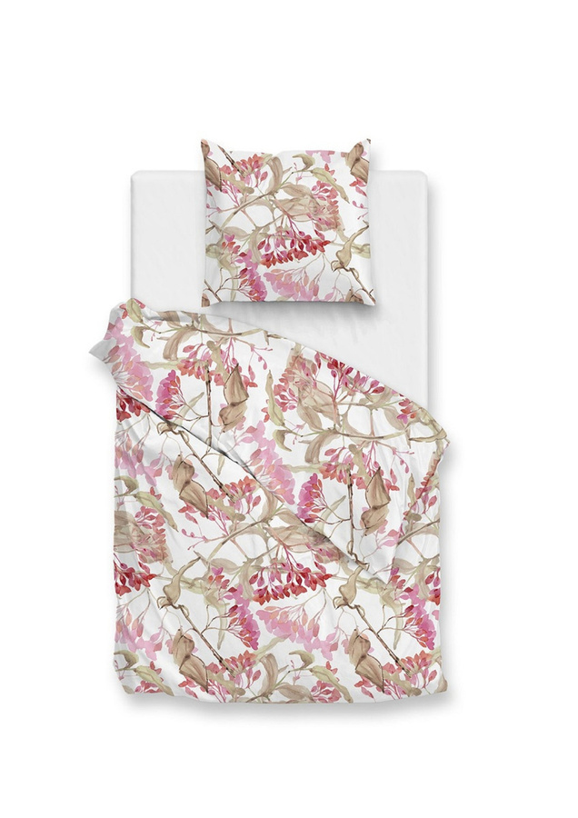 Zo! Home Mako-Satin Bettwäsche Dario Floral White Sand, Bettbezug 155 x 220 cm und Kissenbezug 80 x 80 cm - Bild 1