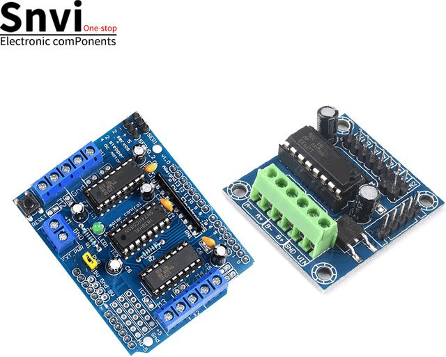 SNVI L293D Motorsteuerungsmodul 4-Kanal Schrittmotor- und DC-Motor-Antriebs-Erweiterungsplatine in Blau für Arduino UNO R3 Mega2560 Robotik-Steuerung - Bild 1
