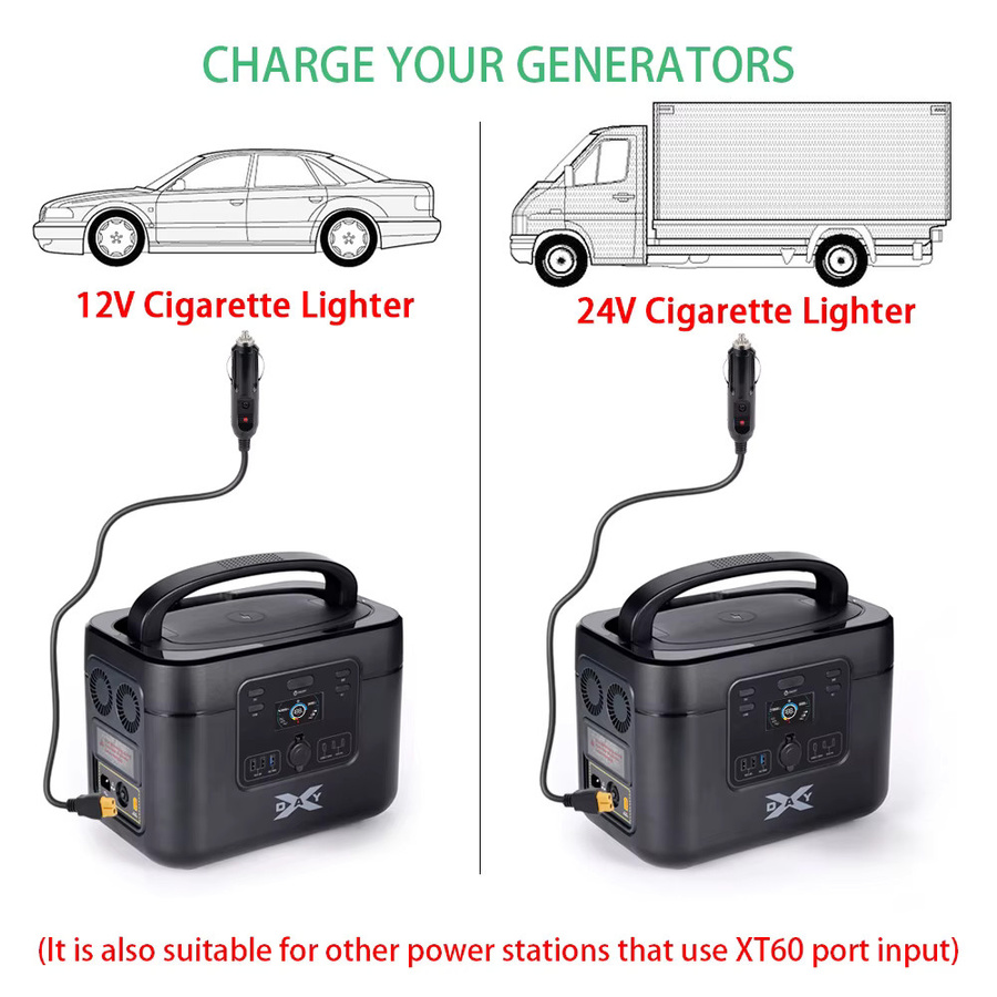 Universal Auto Zigarettenanzünder auf XT60 Ladekabel für 12V 24V, 1,5 m Länge, Schwarz - Bild 4