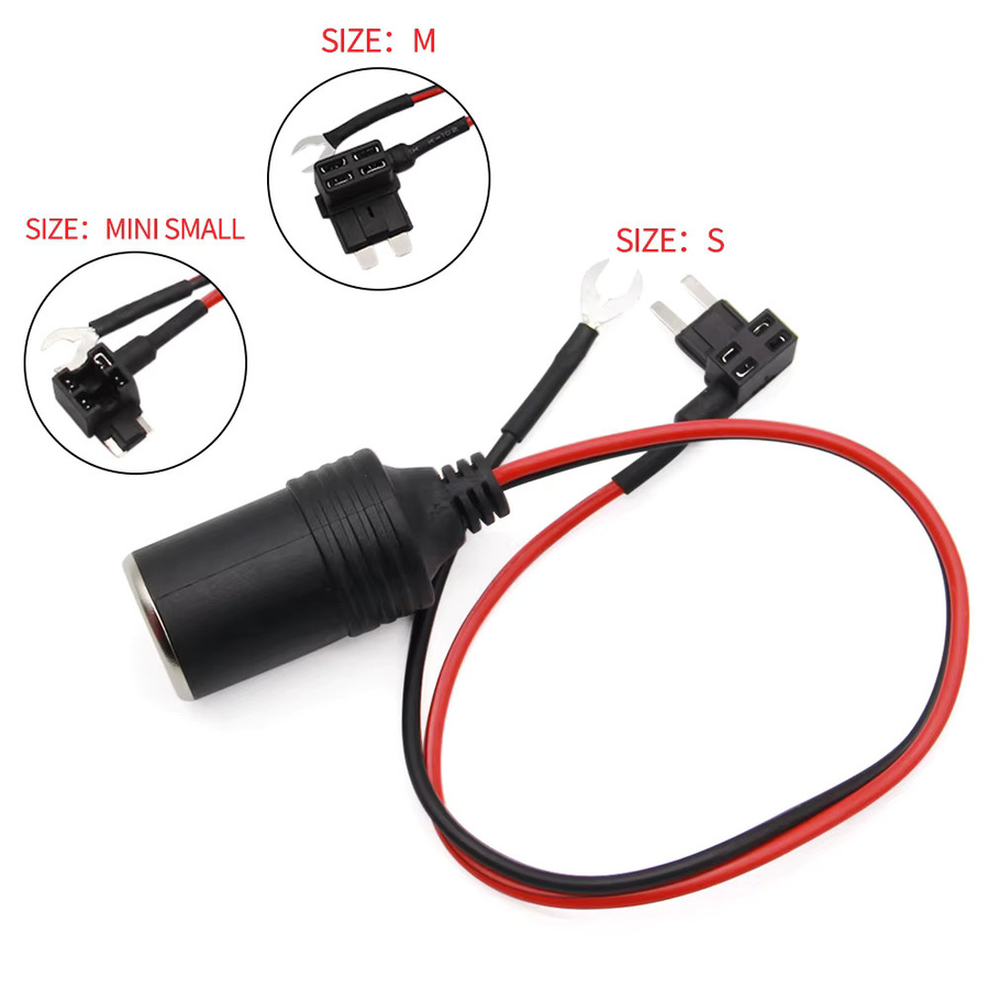 WYMECT DC 12V Zigarettenanzüger Adapterkabel aus reinem Kupfer in Schwarz mit Stecker und Sicherung - Bild 2