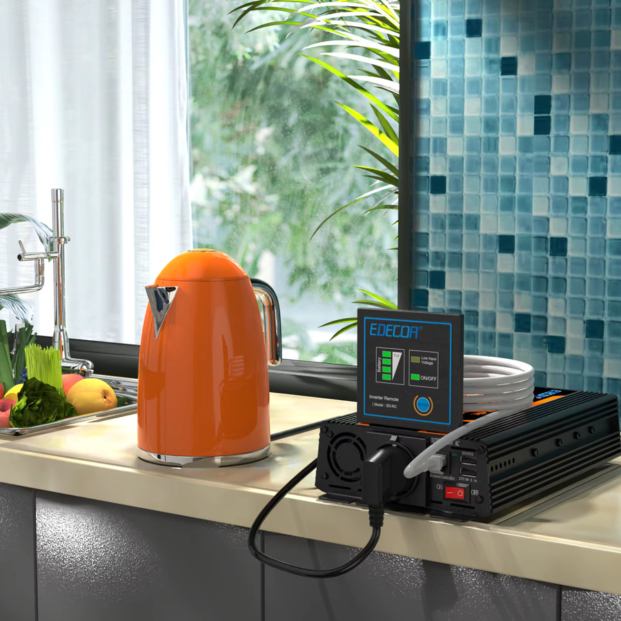 EDECOA Reiner Sinus-Wechselrichter 1000W DC 12V zu AC 220V 230V Netzunabhängiger Konverter in Schwarz - Bild 6