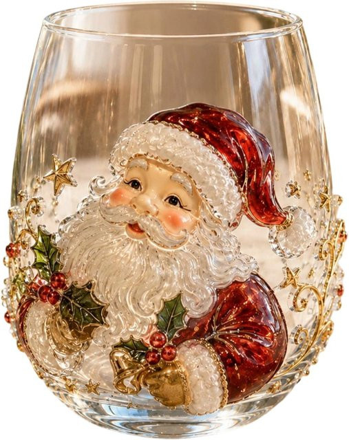 3D-Weihnachtsglasbecher für Tee und Heißgetränke in Beige und Multicolour - Bild 1