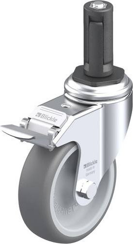 Blickle Lenkrolle LKRA-TPA 101G-11-FI-ER13 mit Feststeller, Rad-Durchmesser: 100 mm, Tragfähigkeit: 110 kg, Farbe: Grau/Silber - Bild 1