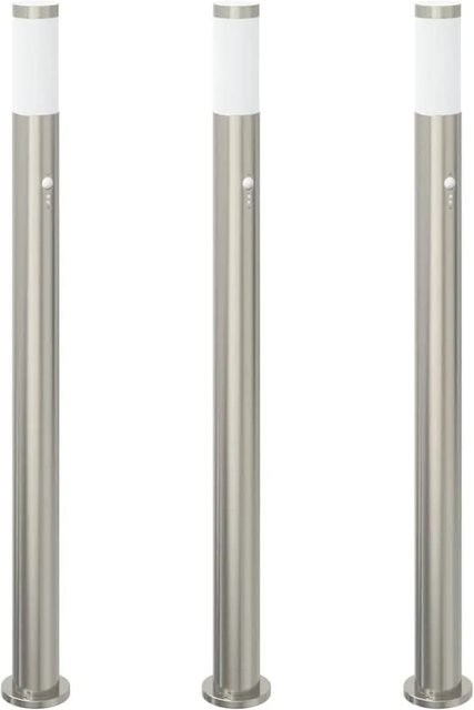 vidaXL 3er Set Pollerleuchten mit Bewegungssensor aus Edelstahl in Silber, Höhe: 110 cm, IP44 - Bild 1