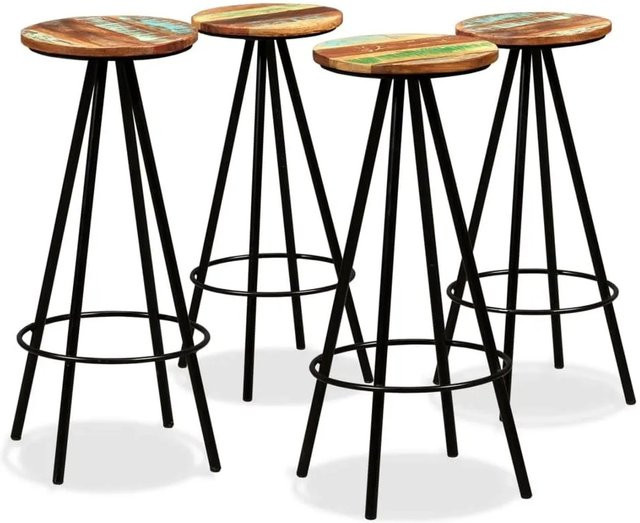 DELUKE Barhocker LUKE 4er Set aus massivem Altholholz in Mehrfarbig im Industrie-Look, B/T/H: 30 x 30 x 76 cm - Bild 1