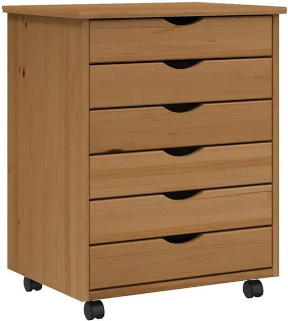vidaXL Rollschrank MOSS aus Massivholz Kiefer mit Schubladen, Honigbraun, B/T/H: 65,5 x 39,0 x 6,0 cm - Bild 1