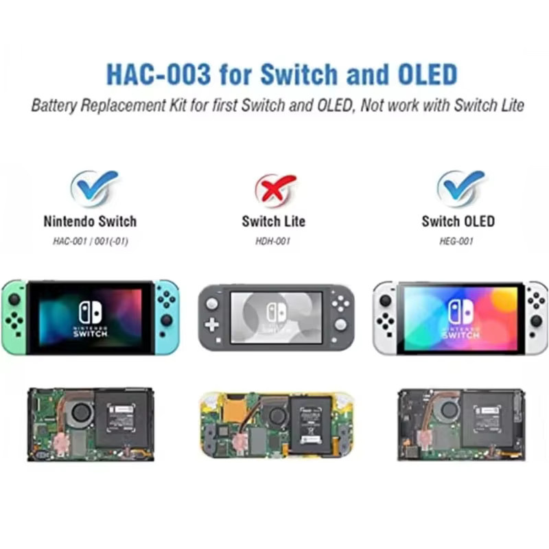 Nintendo Switch Akku HAC-003 und HAC-001 Ersatzbatterie in Schwarz mit 4310 mAh - Bild 4